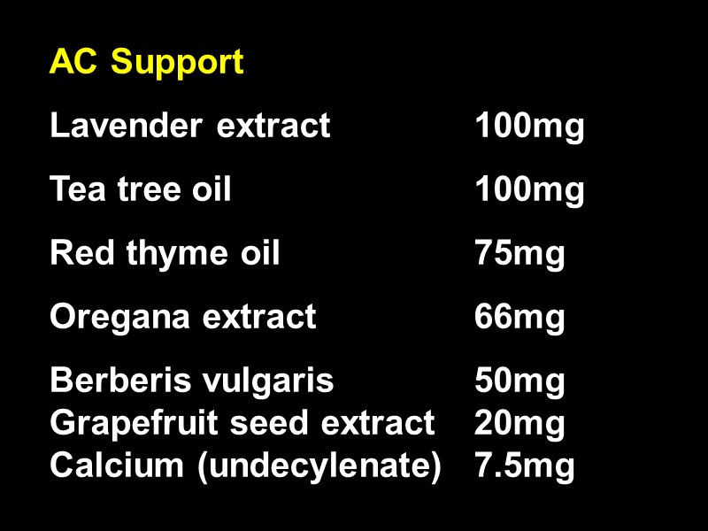 AC Support Lavender extract  100mg Tea tree oil    100mg Red